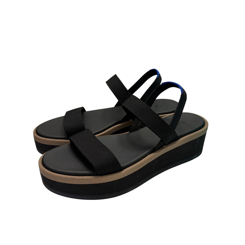 Rothys The Weekend Slide Platform Sandal Black Sesame W 8 Recycled Knit